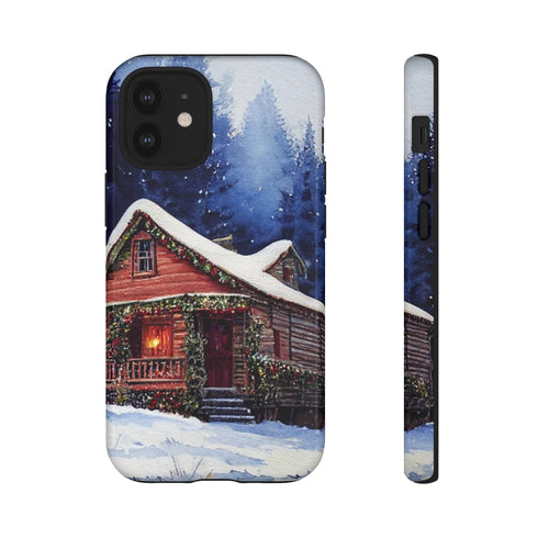 Cozy Christmas Cabin in the Snow - Impact Resistant Phone Case iPhone 12 Mini Glossy